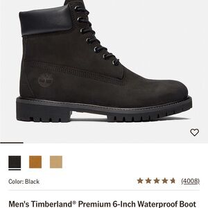Men’s 8 Women’s 9.5 Timberland Premium 6-Inch Men's Black Waterproof Boot